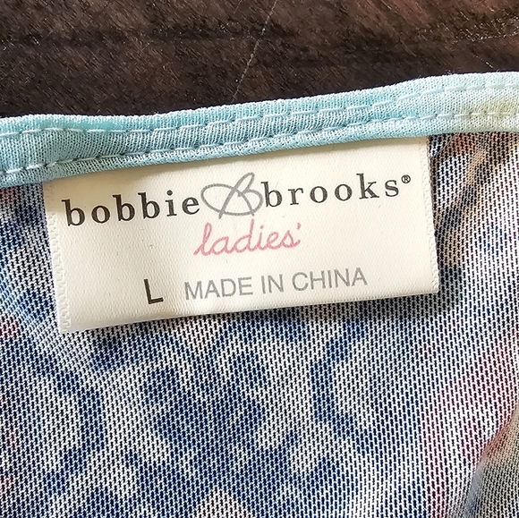 Bobbie Brooks Sheer Yoke Aqua Blue Pink Mesh Sleeveless Boho Blouse - Picture 8 of 9